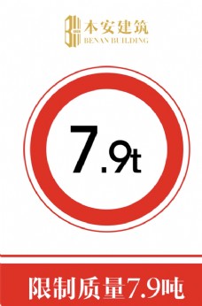 交通标识限制质量7.9吨交通安全标识