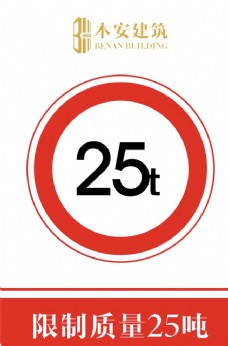 交通标识限制质量25吨交通安全标识