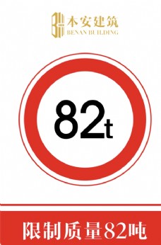 交通标识限制质量82吨交通安全标识
