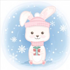 新年挂历卡通兔子插画