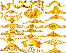 水墨中国风金色欧式花纹