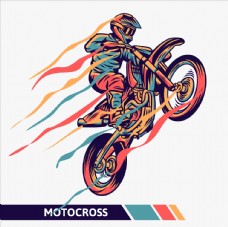 创意摩托车赛车手插画插图