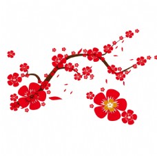 红色剪纸梅花花朵