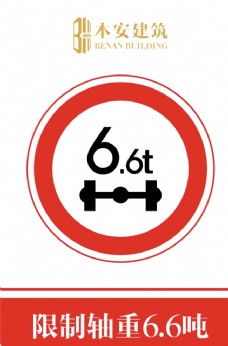 交通标识限制轴重6.6吨交通安全标识