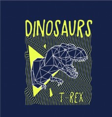 恐龙 复古 底纹 图案 T恤
