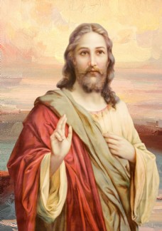 中堂画上帝耶稣油画像