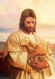 无框画耶稣基督上帝迷失的羔羊油画挂画