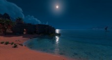海边风景海边沙滩夜景月色风景
